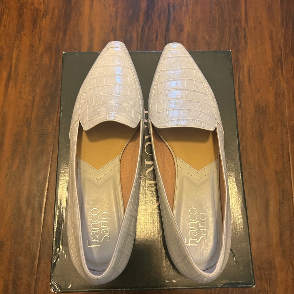 Franco Sarto Light Blue Croc-Patterned Flats